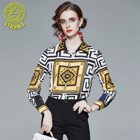 versace inspired shirt women|versace long sleeve shirts women's.